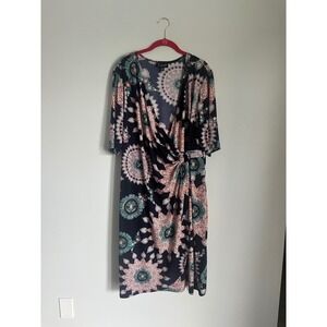 Connected Apparel Wrap Dress Floral‎ Print Casual Midi Dress Plus Size 20W